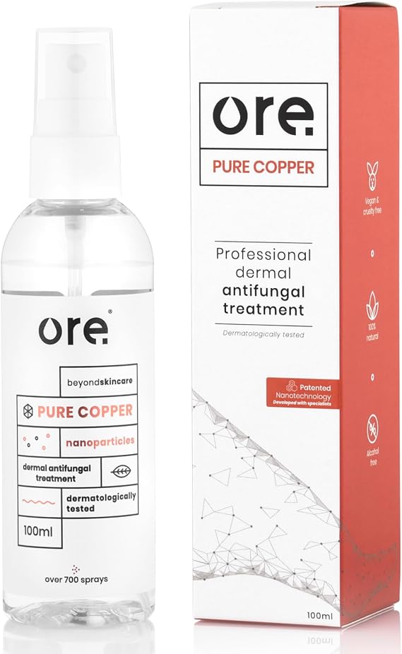 Ore® Copper Professional Dermal Anti-fungal Treatment Spray, 100% Natural For Athletes Foot, Ringworm, Jock Itch, Smelly Feet & Nail Fungus (Recommended by Podiatrists)