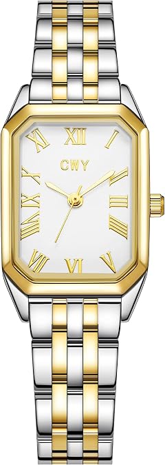 Watches for Women,Two Tone Gold Square Roman Numeral Quartz Wrist Watch