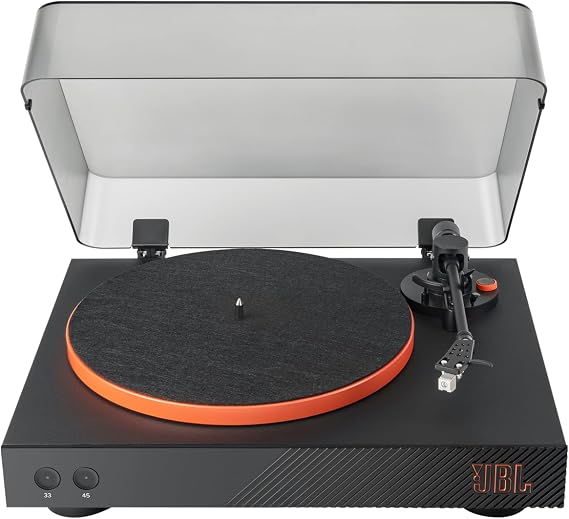 JBL Spinner BT - Bluetooth with AptX-HDTM Turntable, Components, Removable Headshell, Aluminum Platter and Belt Drive, Moving Magnet Cartridge pre-Installed (Black)