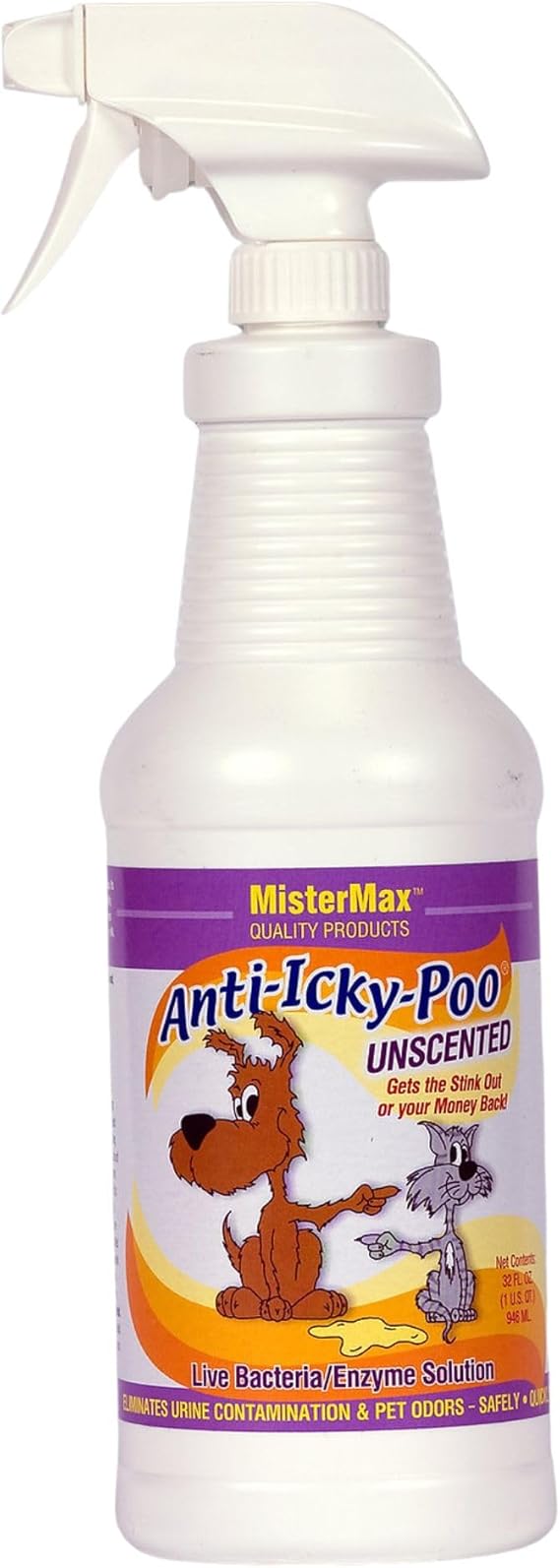 Mister Max Unscented Anti Icky Poo Odor Remover, Quart Size