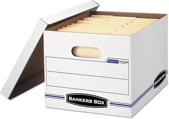 Bankers Box 00703 Stor/File Boxes, W/Lid, Ltr/Lgl, 12-Inch x15-Inch x10-Inch, 12/CT, White
