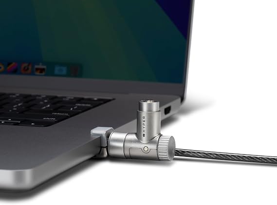 HyperShield MacBook Pro Cable Laptop Lock Tool-Free MacBook Security Lock w/ 6.5 Ft. Steel Cable, Full Port Access for 14 & 16 Apple Silicon Devices Ideal for Public Spaces