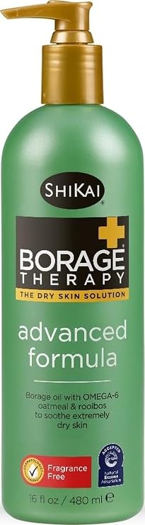 ShiKai Borage Therapy Advanced Formula Body Moisturizer (16 oz) | Fragrance Free | Hydrating Lotion for Dry Hands & Body | With Oatmeal & Shea