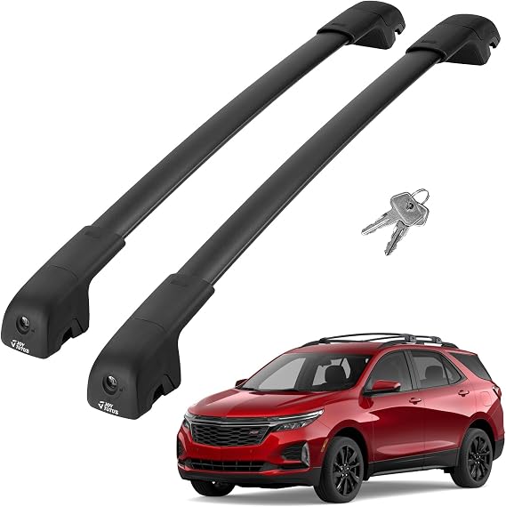 JOYTUTUS Roof Rack Cross Bars Compatible with Chevy Equinox & GMC Terrain | 2018-2024 with Side Rails, Lockable Anti-Theft Aluminum Car Crossbars for Rooftop Cargo Carrier Kayaks Canoes Bikes Skis
