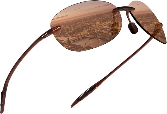 MAXJULI Polarized Sport Sunglasses for Men Women TR90 Rimless Frame for Running Fishing Baseball Driving 8249