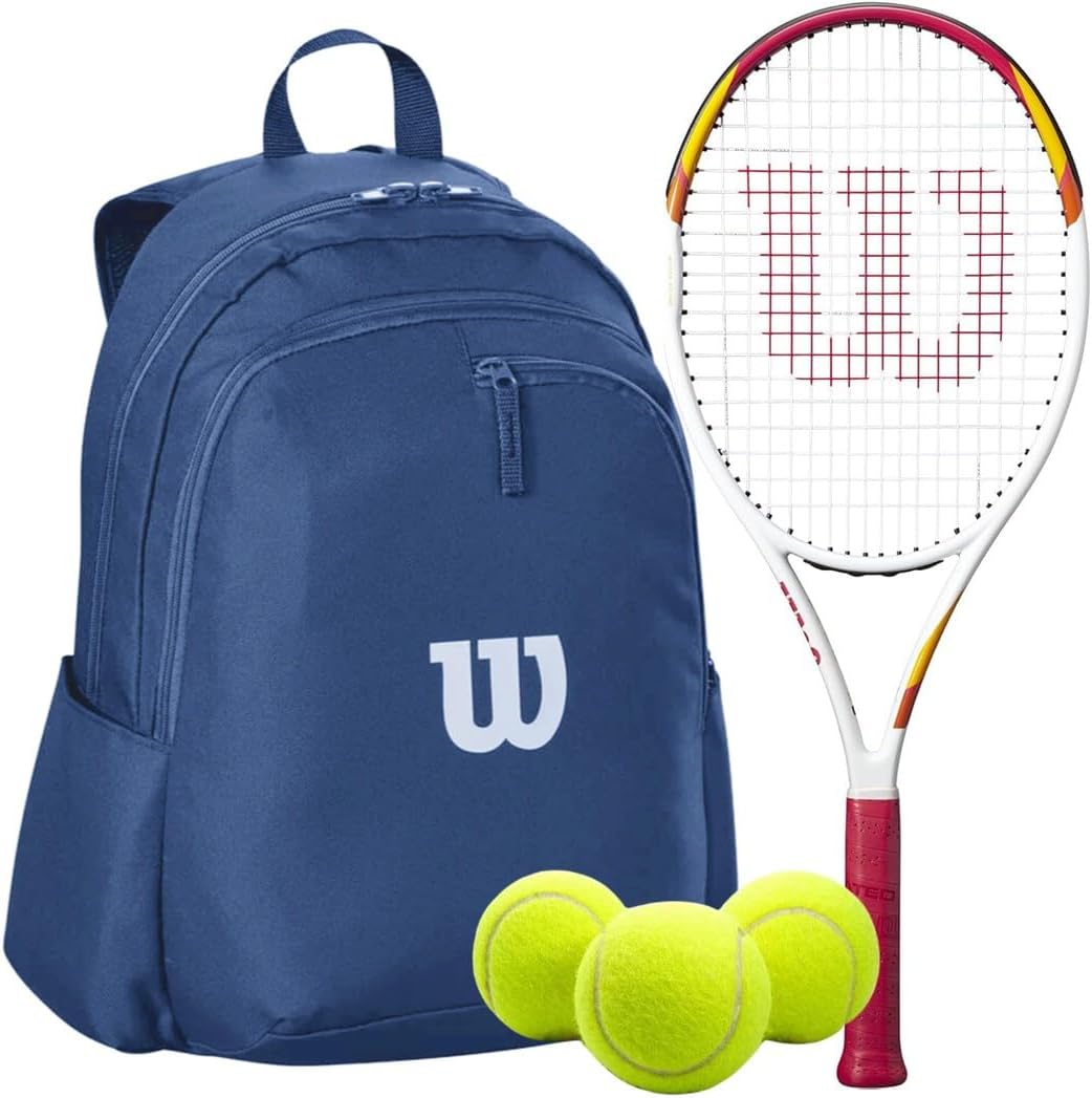 Wilson Six One Tennis Racquet Bundled with a Wilson Advantage 2.5 Tennis Backpack – Optional Accessories