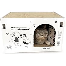 ATA HOME Katlanabilir Doğal Karton Kedi Evi Yuvası Karton Kedi Tırmalama Yuva Tahtası Kartonu Ev Kedi Evi Beyaz