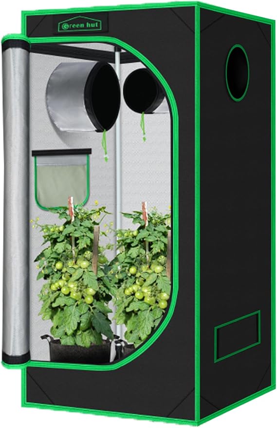 Grow Tent 32"x32"x63" High Reflective Mylar Dark Room with View Window, Removable Floor Tray and Tool Bag for Indoor Plant Cultivation 3x3