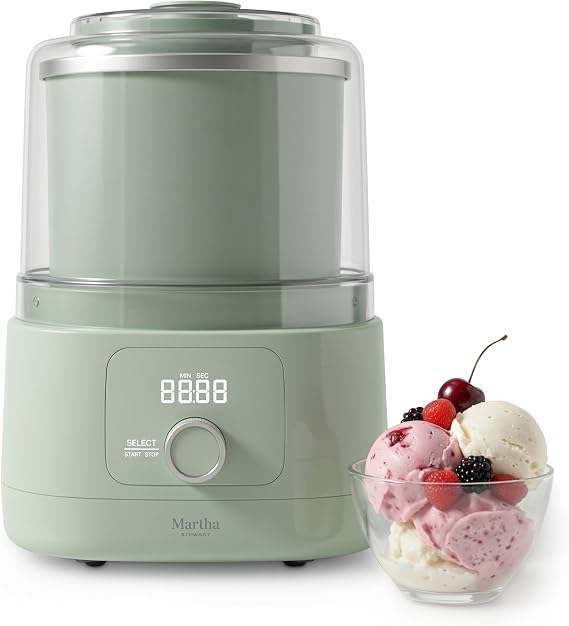 Martha Stewart Ice Cream Maker Machine, 2QT Double Insulated Freezer Bowl