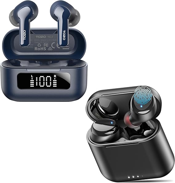 TOZO NC3 Hybrid Active Noise Cancelling Wireless Earbuds T6 Wireless Earbuds, Bluetooth Ear Buds