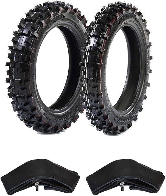 PT1072 Motocross Front 2.50-10 & Rear 2.75-10 Tires w/ 2 Heavy Duty Tubes 2.75 X 10 Combo Kit - Soft/Intermediate Terrain