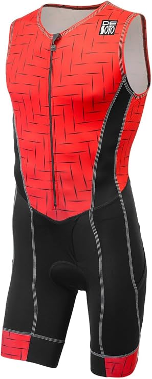De Soto Mens Forza Flisuit Sleeveless Triathlon Trisuit, 4mm Pad, Easy Bathroom Relief FLI, Aero Fit, Pockets, UVB Cooling