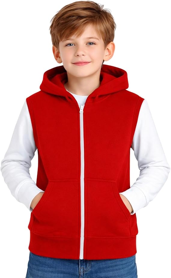 A2Z 4 Kids Hooded Gilet Jacket Fabric No Sleeve Zipper Coat New Casual Fashion Girls Boys Age 5-13 Years