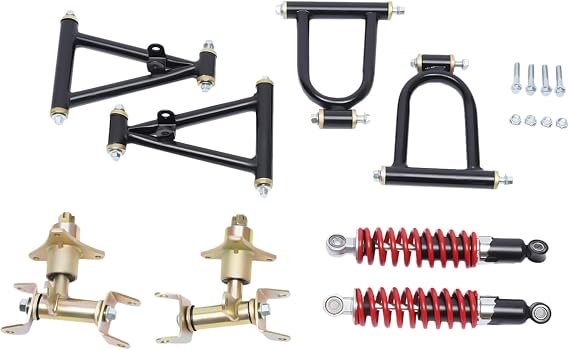 Front Suspension Swingarm Assembly Upper & Lower 220mm Shock Swing Arm Full Kit Suspension Shock Kit for DIY ATV Quad Bike Buggy Go Kart Parts