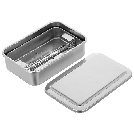 Instrument Sterilizer Box: Stainless Steel Tray with Lid for Nail Tools Dental Appliance - Laboratory Sterilizer Case 5.91x3.94x1.89in