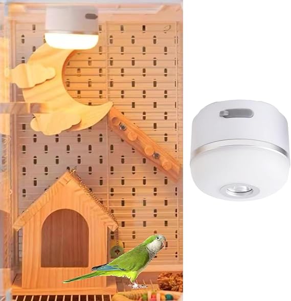 MANON ROSA Bird Cage Lighting - Explosion-Proof Energy-Efficient LED Night Light with Adjustable Brightness for Conures Parakeets Cockatiels Lovebirds Budgies - Premium Birdcage Accessory