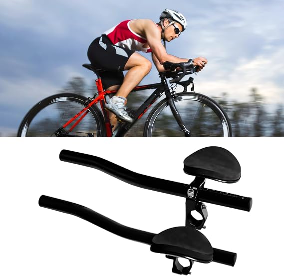 Bike Aero Bar, Bicycle Bike Armrest Handlebars Aluminum Alloy Armrest Bar for Road Bike Bicycle Racing TT Handlebar Clip on Relaxation Handle Triathlon Handkebars