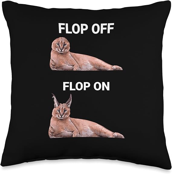 Big Floppa Meme Flop Off Flop On Cute Caracal Cat Throw Pillow