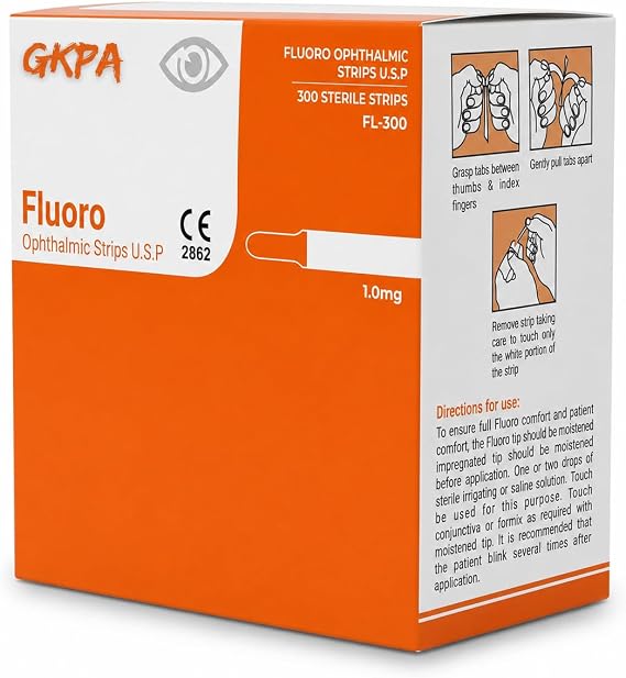 Ophthalmic Fluoro Touch Strips – 300 Count Individual Sterile Strips – High Visibility Diagnostic Dye Strips – Precision Ocular Surface Assessment Tools by GKPA