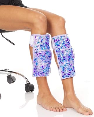 Hot Cold Shin and Calf Ice Packs by FOMI Care | 2 Pack | Leg Wrap for Swelling, Bruises, Sprains Pain Relief | Flexible Compress for Runners, Dancers, Yoga | Fabric Backing | Freezable, Microwavable