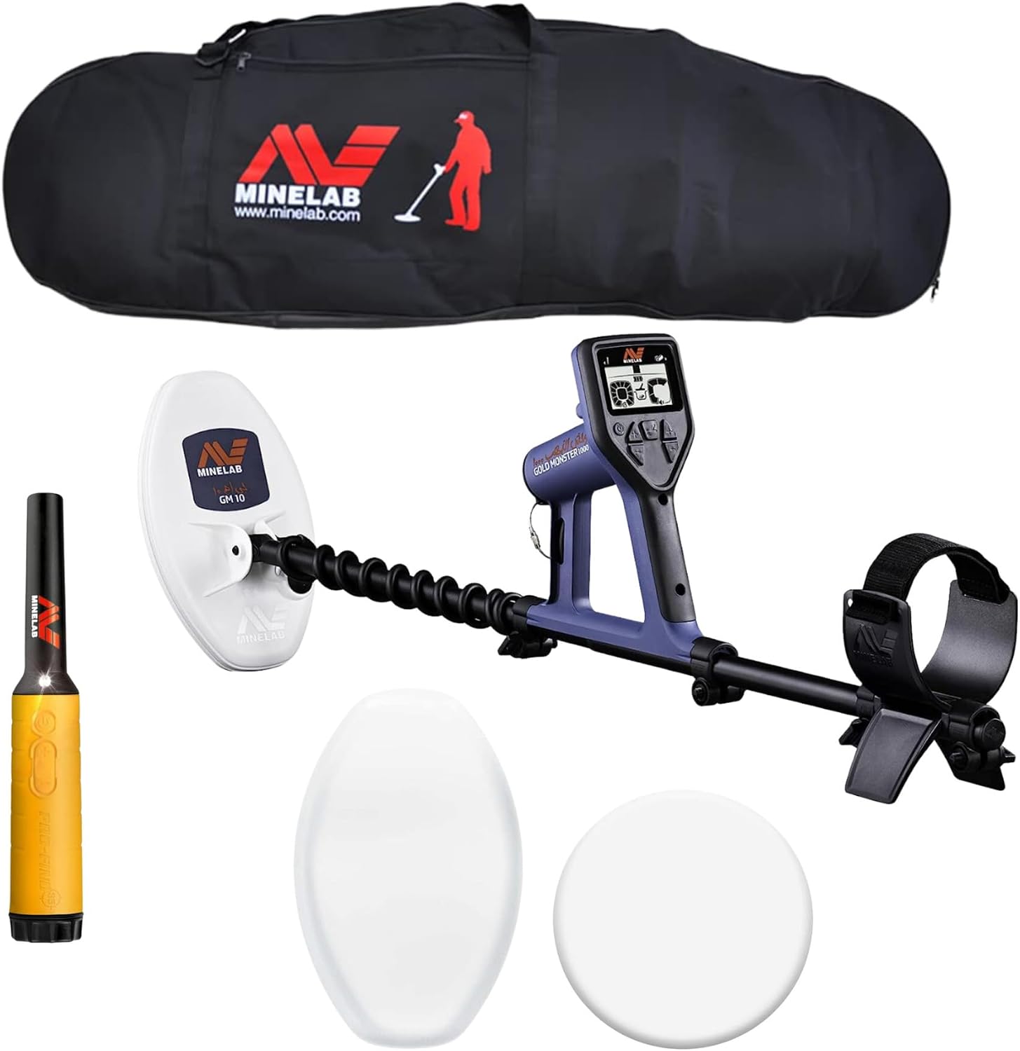 Minelab Gold Monster 1000 Metal Detector - High-Performance Gold Detecting Device with Advanced Sensitivity, Lightweight and Waterproof Bundle with Pro-Find 35-Pinpointer and Accessories 5 Items