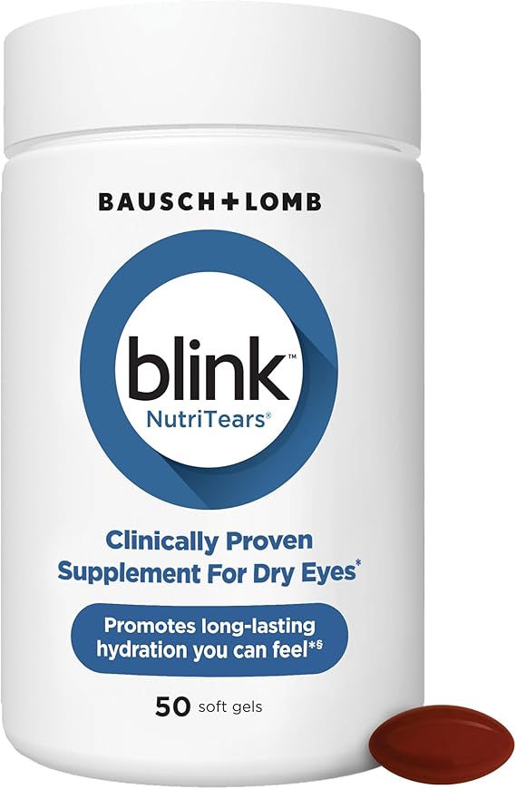 Blink NutriTears Supplement for Dry Eyes, Lutein Zeaxanthin Vitamin D 50ct