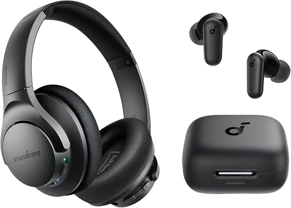 Soundcore Anker Life Q20 Hybrid Active Noise Cancelling Headphones P30i Earbuds, Wireless Over Ear Bluetooth Headphones, 70H Playtime, Hi-Res Audio, Deep Bass