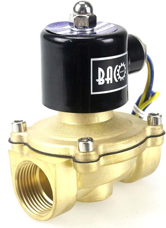 BACOENG 1" DC12V Electric Solenoid Valve (NPT, Brass, Normally Closed)