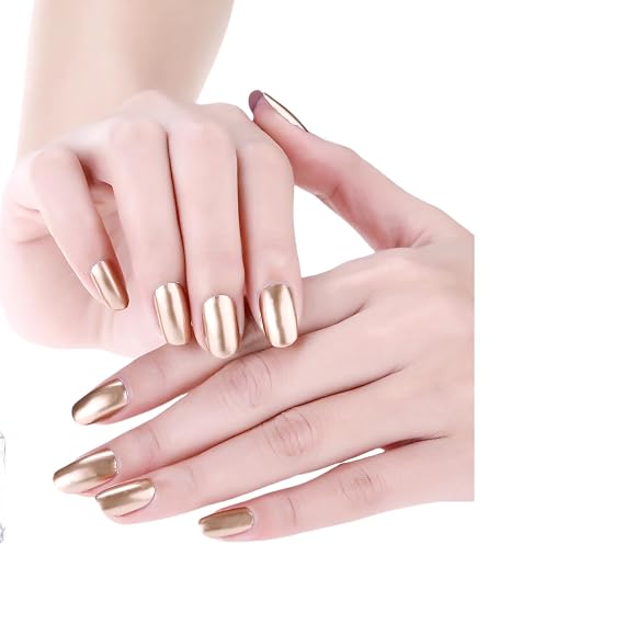 Gold Metallic Nail Polish, Mirror Nail Polish, Quick Dry Nail Lacquers, Long-Lasting Shiny Nail Art Polish (17#, 6ml)