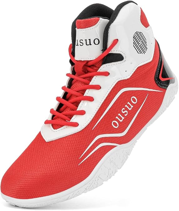 Boxing Training Shoes Men's Lightweight High Support Kickboxing Fighting Boots Breathable Lace Up Boxer Sneakers