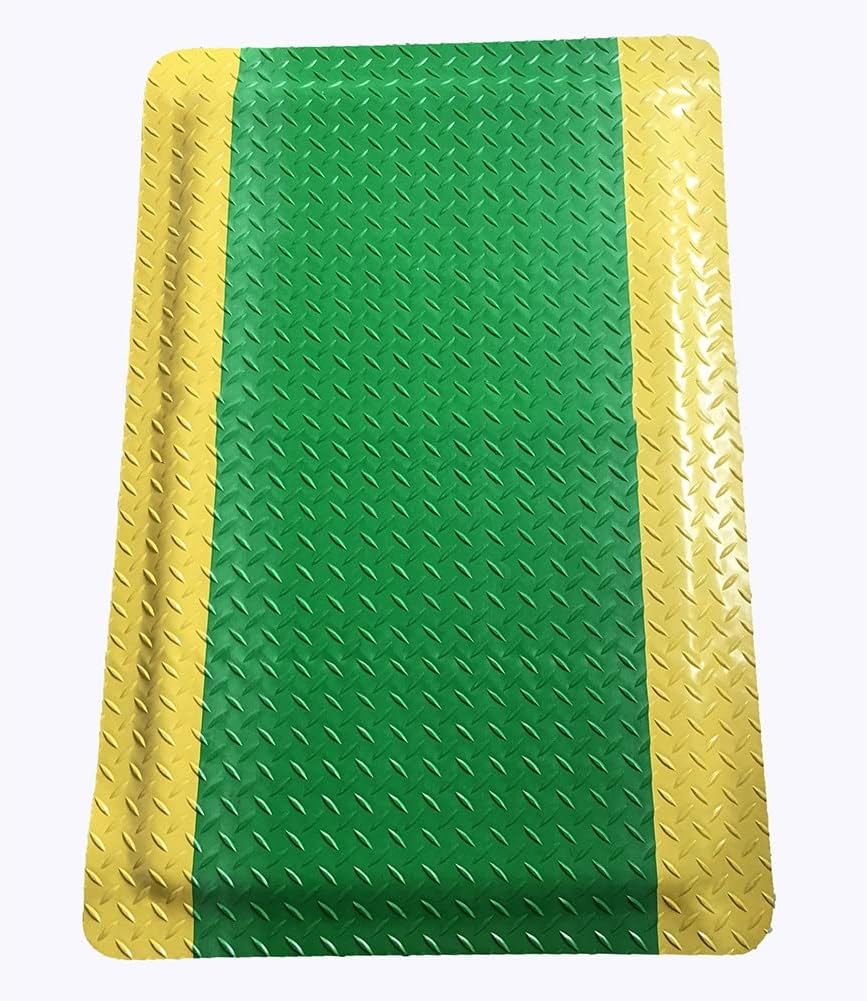 Anti-fatigue Workstation Mat, Industrial Anti-static Floor Mat, Thick and Washable, Stain-resistant, Kitchen Floor Pad and Office Standing Desk Mats, Customizable Green Yellow 60x70cm