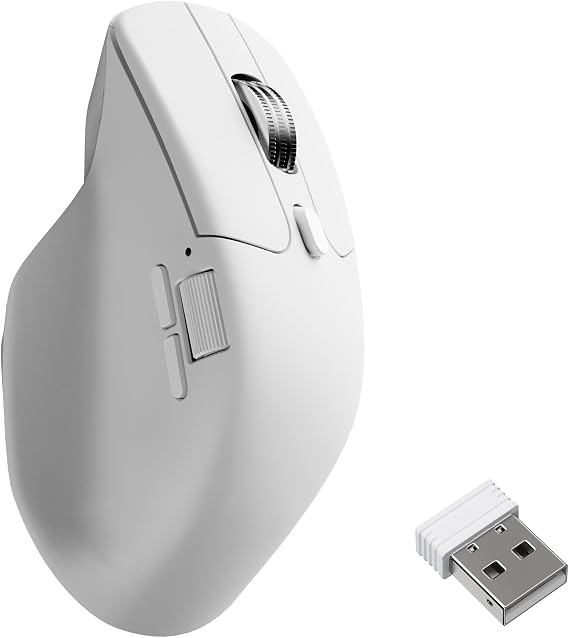 Keychron M6 Wireless All Silent Gaming Optical Mouse, 8000Hz Tri-Mode 2.4 GHz/Bluetooth 5.3/Wired, PixArt 3950 Sensor, 30000 DPI, Magnetic Metal Scroll Wheel for Windows PC/Mac - White