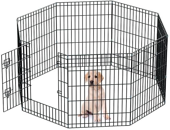 Dog Fence Outdoor inchdoor Dog Playpen 32.2" Height 6 Panels Metal Puppy Playpen for Small Dogs