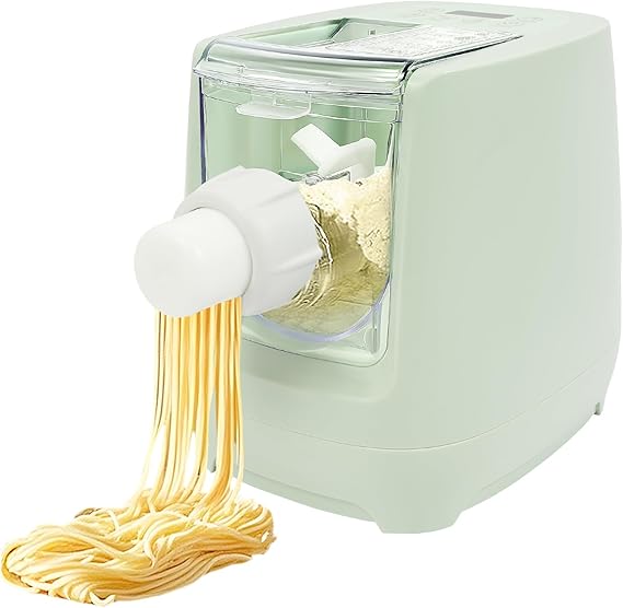 Electric Pasta Maker, 260W Automatic Noodle Maker with 13 Discs and LED Display, Household Pasta Maker Machine for Spaghetti, Fettuccine, Macaroni (Green)