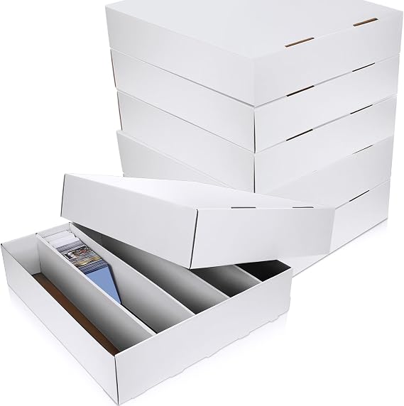 Yexiya 3 Pcs 5000 Count Card Storage Boxes for Trading and Gaming Cards White Cardboard Organizer with Divider Collector Holders Collectibles Box for Sports Basketball Collecting
