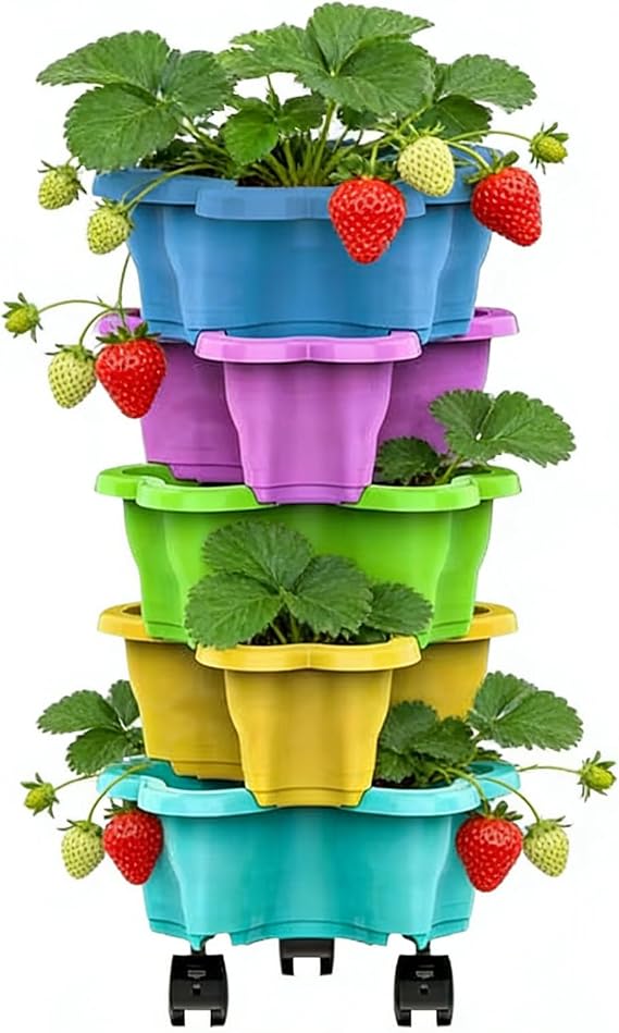 Vertical Planter Tower Vertical Stackable Weatherproof Multi-Tier