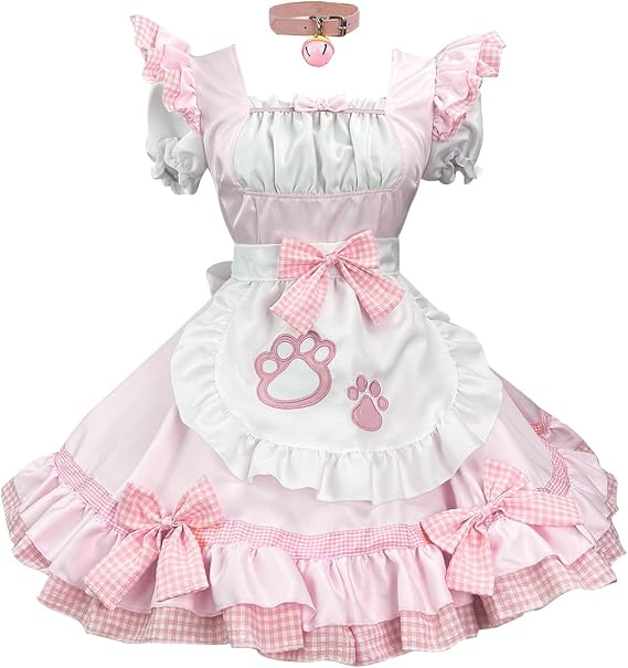 Womens Cute Lolite Fancy Dress Japanese Classic Anime Maid Outfit Halloween Cosplay Costume French Apron Maid Dress