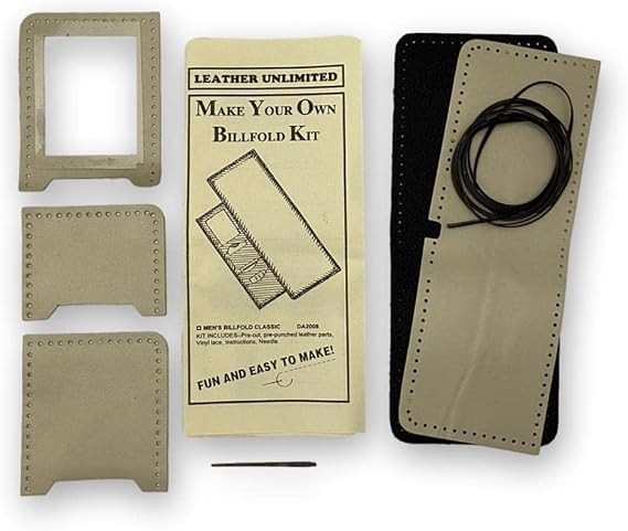 Leather Wallet Making Kit - Make Your Own Billfold Kit - DIY Leather Craft Accessory - DIY Vintage Unisex Bifold Making Kits for Wallets Purse