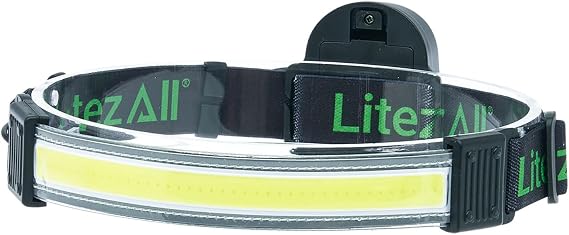 LitezAll Tactical LED Headlamp with Adjustable Headband, Flat Battery Powered Headlamp for Hiking, Camping, Emergency Use Hands-Free Outdoor Light for Camping Lights & Lanterns Setups