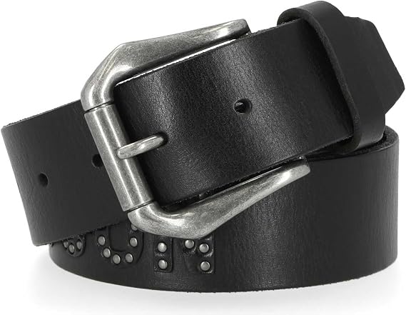 Harley-Davidson Men's H-D Riveted Leather Letters Logo Leather Belt - Black