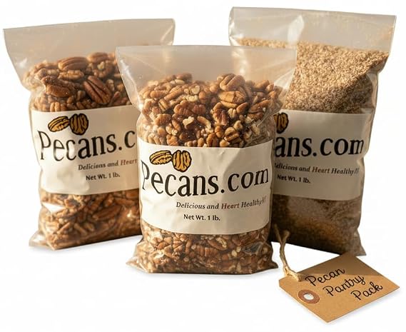 Pecan Pantry Pack-1lb each Pecan Halves, Medium Pecan Pieces, and Pecan Meal