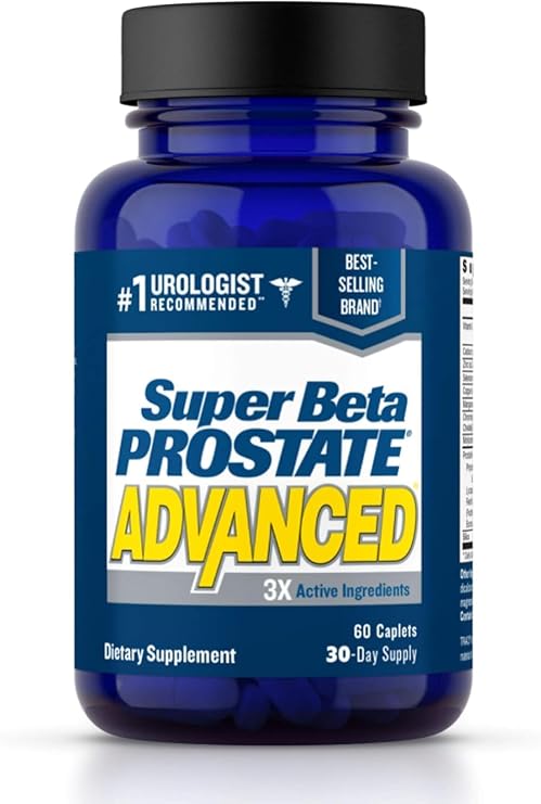 Super Beta Prostate Advanced Prostate Supplement for Men Reduce Bathroom Trips, Promote Sleep, Support Urinary Health & Bladder Emptying. Beta Sitosterol not Saw Palmetto. (60 Caplets, 1-Bottle)