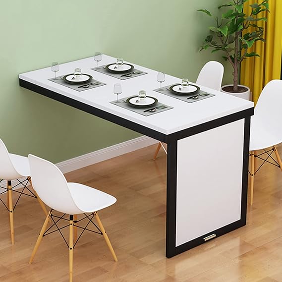Wall Mounted Desk Folding Table Drop-Leaf Dining Table Convertible Storage Rack Shelf Home Office Fold Up Desk Study Computer Workstation Bar Table for Home Office Small Space