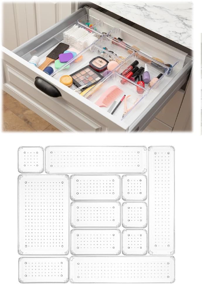 Meleni Home Set of 12 Punto Drawer Organizer, Bathroom Makeup - Jewelry Organizer - Office Desktop Organizer
