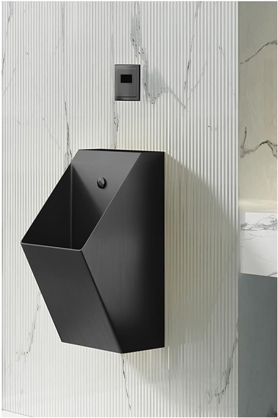 304 Stainless Steel Urinal, Wall Mounted Urinals for Men, Smart Flushing, Home/Commercial, Suitable for Garage KTV Prison Bar(Black)