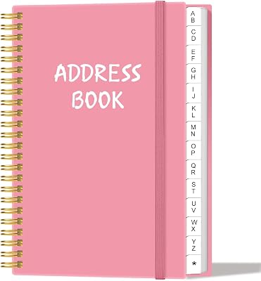 Address Book with Alphabetical Tabs - Telephone & Address Book with Address Contacts, Special Date, Phone, Birthday & Internet Login Password for Home and Office, 4.3 x 6.2, Pink