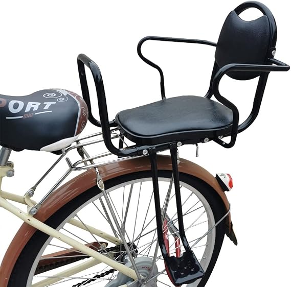 Rear Kid's Bike seat,Rear Child Bike seat,Rear Mount Bike seat with Armrests,Pedals and Harness for Most Adult Bike Ages 2 to 8 Years(Up to 110lb)