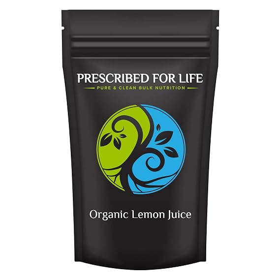 Prescribed for Life Organic Lemon Juice Powder | Natural Spray Dried & Unsweetened Non-GMO Lemon Juice | High in Antioxidants | Lemon Juice for Baking | Reconstitute Ratio 1:2, 10 kg