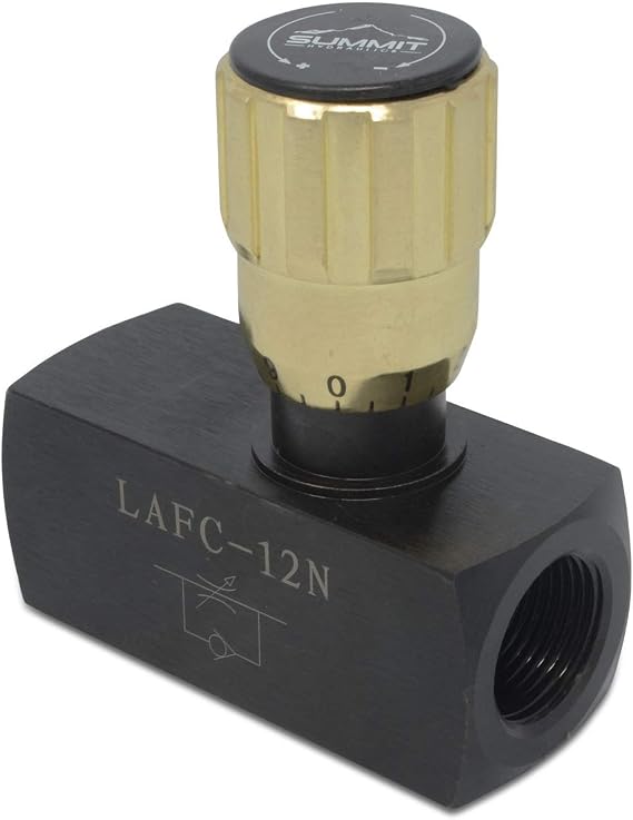 Summit Hydraulics Hydraulic In-Line Adjustable Variable Flow Control Valve w/Free Rev Flow, 3/4" NPT