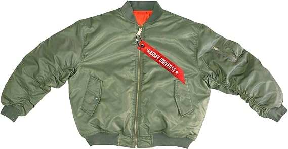 Sage Green MA-1 Military Flight Jacket, Reversible Air Force Bomber Pilot Jacket + Red Streamer